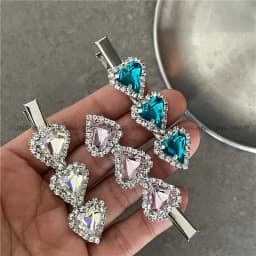 Temperament light luxury love rhinestone hairpin edge clip fashion personality crooked peach heart duck bill clip bangs clip new