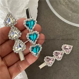 Temperament light luxury love rhinestone hairpin edge clip fashion personality crooked peach heart duck bill clip bangs clip new