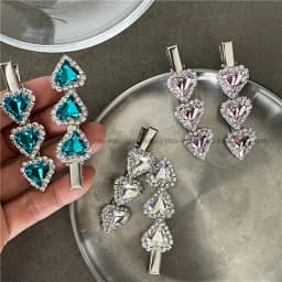 Temperament light luxury love rhinestone hairpin edge clip fashion personality crooked peach heart duck bill clip bangs clip new