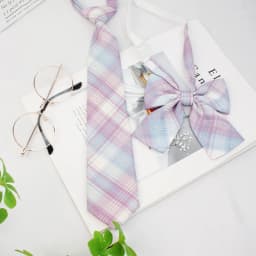 A Set of Two Handmade Jk Ties + Bow Ties, Available in Various Styles, Versatile College-Style Jk Plaid Women's Bow Ties and Ties, There Is Always One That Can Meet Your Needs