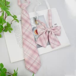 A Set of Two Handmade Jk Ties + Bow Ties, Available in Various Styles, Versatile College-Style Jk Plaid Women's Bow Ties and Ties, There Is Always One That Can Meet Your Needs