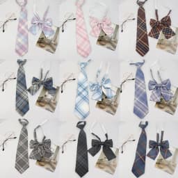 A Set of Two Handmade Jk Ties + Bow Ties, Available in Various Styles, Versatile College-Style Jk Plaid Women's Bow Ties and Ties, There Is Always One That Can Meet Your Needs