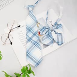 A Set of Two Handmade Jk Ties + Bow Ties, Available in Various Styles, Versatile College-Style Jk Plaid Women's Bow Ties and Ties, There Is Always One That Can Meet Your Needs