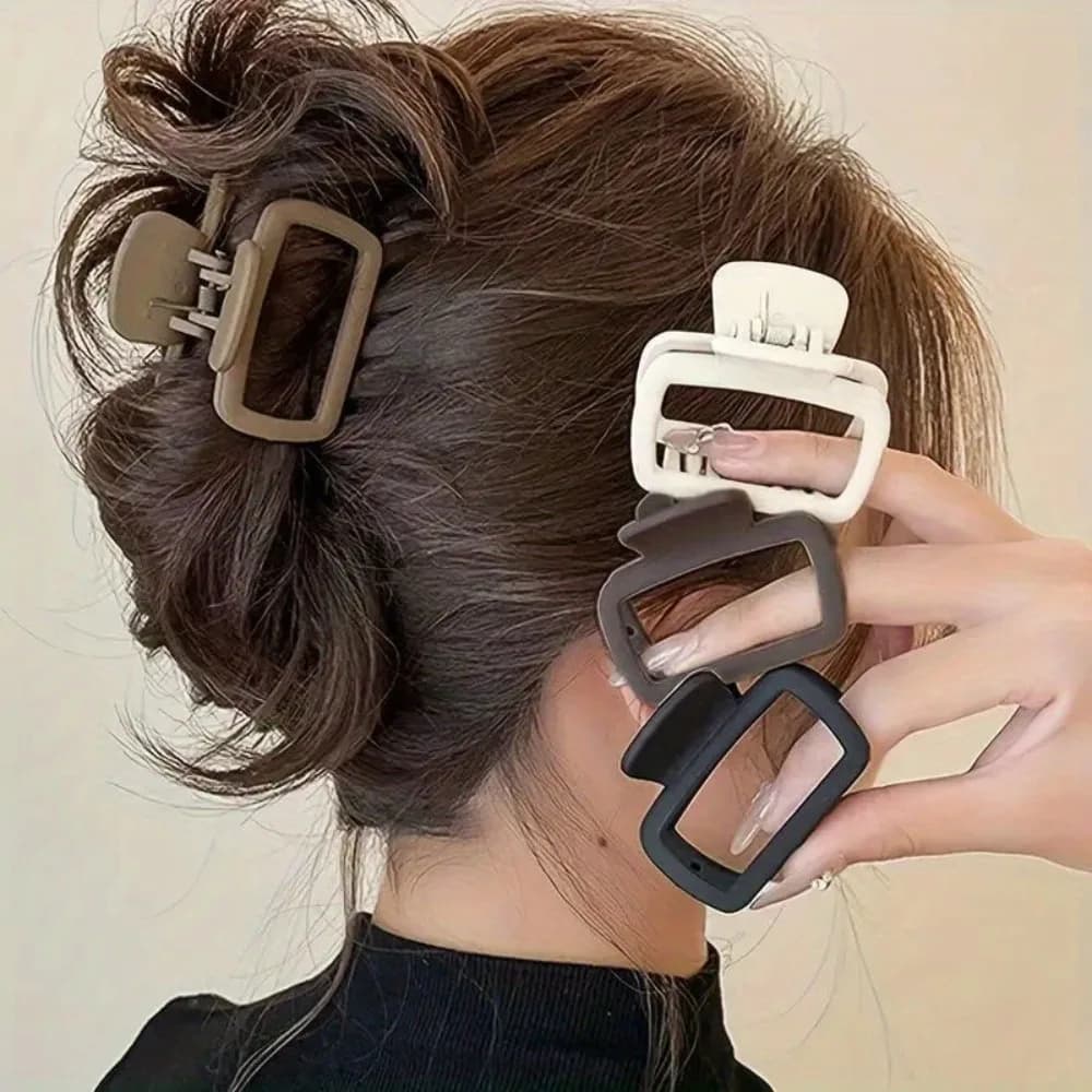 2pcs Women's Square Lightweight Hair Claw Clip Fashionable Elegant Hair Accessory Clip Suitable Hair Styling Makeup