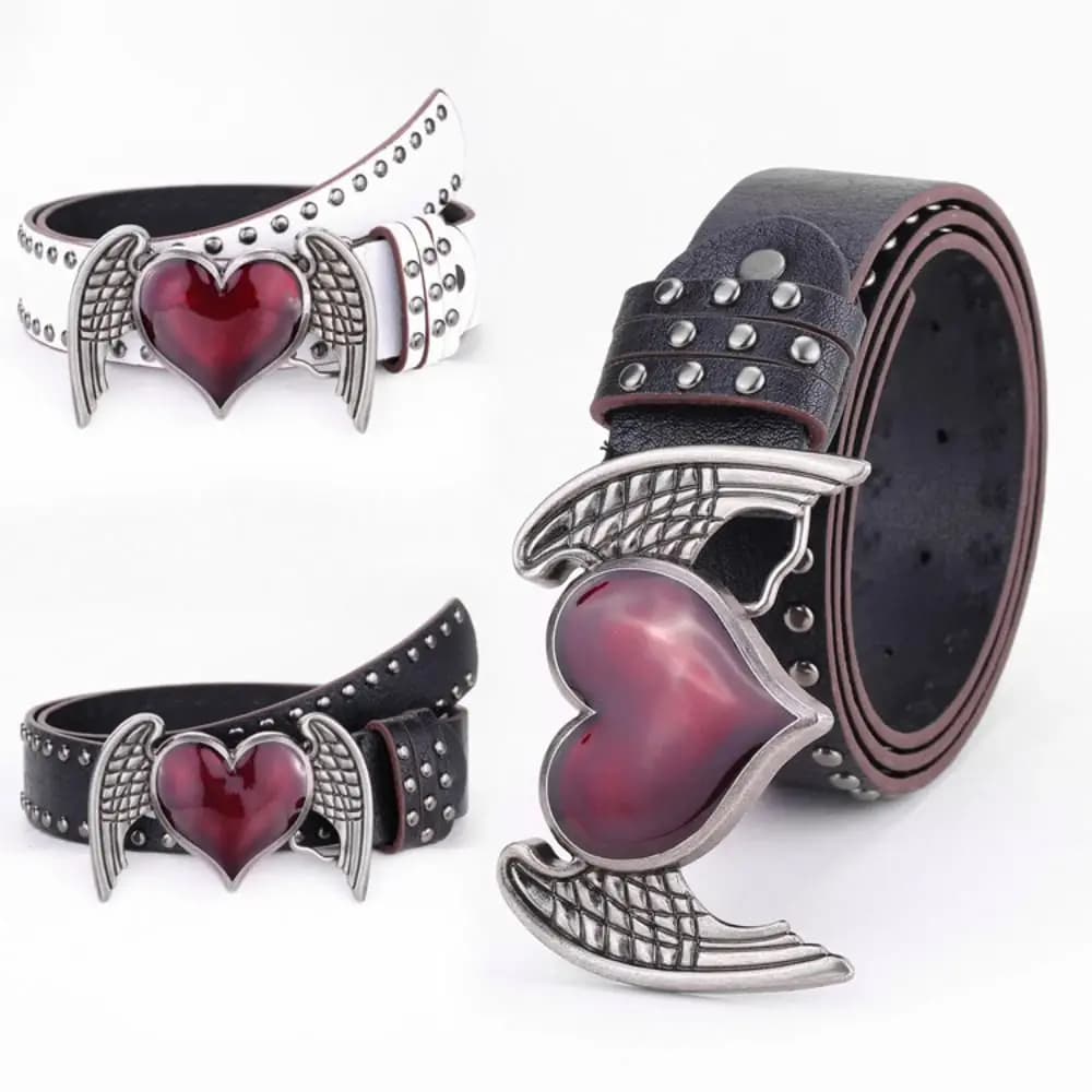 Casual Trendy Punk Rivet Belts Y2k Double Hole Eyelet Grommet Gothic Waistband Versatile Buckle Waist Belt
