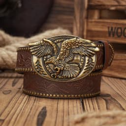 Men - Women - Western Denim - PU Leather - Belt - Vintage Jeans with Needle Buckle Brown Belt