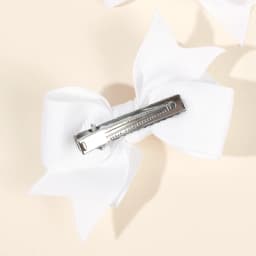2Pcs Bow Hair Clip Rhinestone Flower Ribbon Solid Color Simple Barrette Baby Girl Kid School Play Party Accessories Hairpin Gift