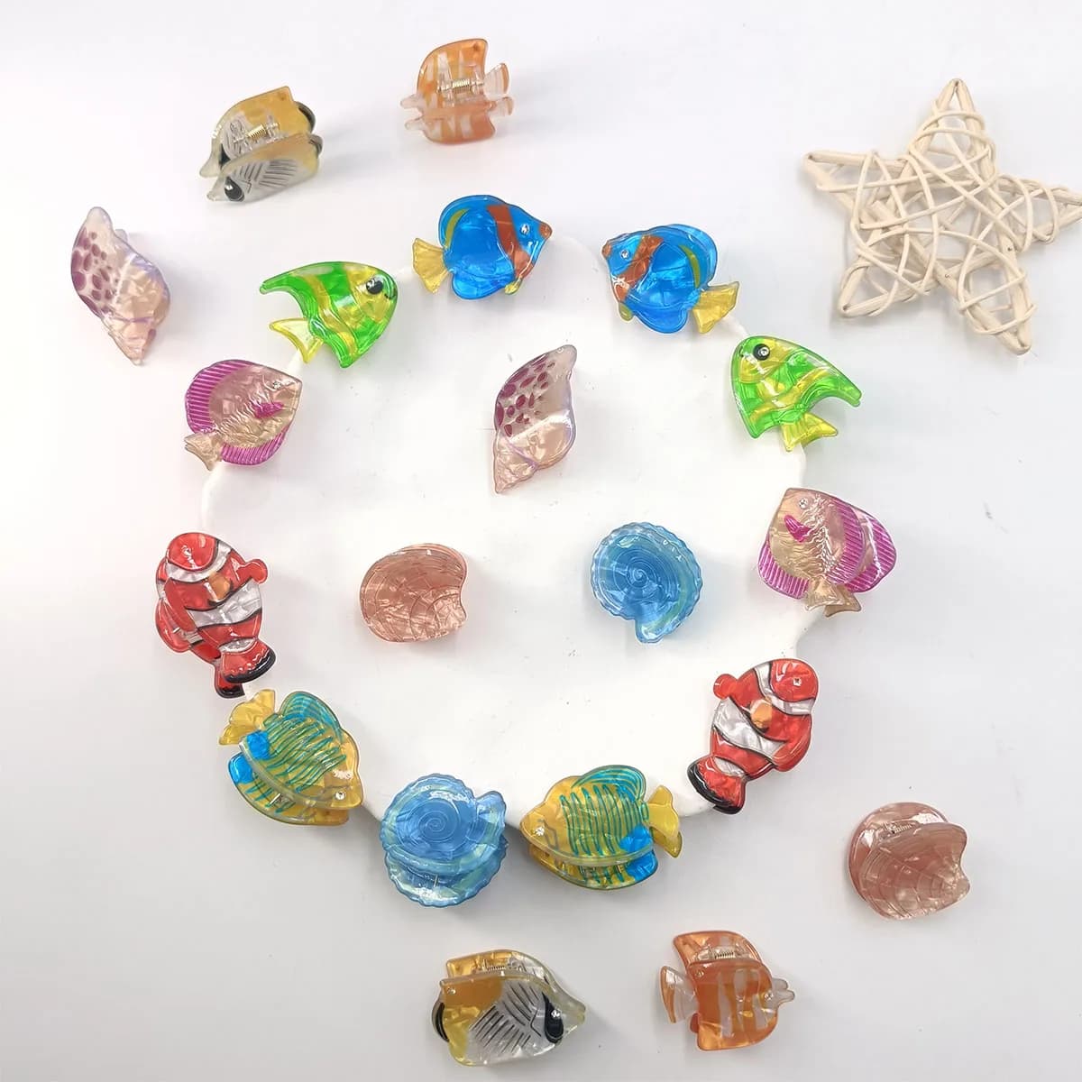 2/10PCS Personalized Animals Hairpin Acetate Animal Hair Clip Cartoon Fish Mini Hair Claw Hair Accessories Seashell Girls