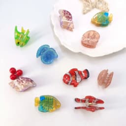 2/10PCS Personalized Animals Hairpin Acetate Animal Hair Clip Cartoon Fish Mini Hair Claw Hair Accessories Seashell Girls