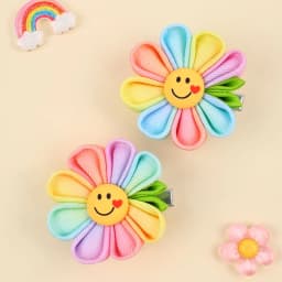 2Pcs Smile Sun Flower Hair Clips Sweet Cute Love Sunflower Baby Girls Hairpins Hair Brooches Accessories For Kids Girl Headwear
