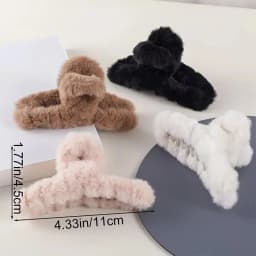 Solid Fluffy Cross Hair Claw For Women Girls Sweet Hair Ornament Plush Headband Hair Claw Clip Hairpin Fashion Hair Accessories