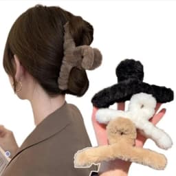 Solid Fluffy Cross Hair Claw For Women Girls Sweet Hair Ornament Plush Headband Hair Claw Clip Hairpin Fashion Hair Accessories