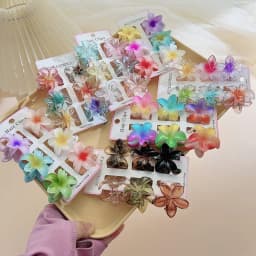 6Pcs Fashion Colorful Transparent Flower Small Hair Claw Clips clamp Hairpin Barrette For Thick Thin Hair Accessories For Women