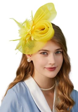 2025 New Fascinator Feathers Mesh Ribbons Brides Hair Accessories Headband or a Clip Cocktail Tea Party Headwewar Wedding