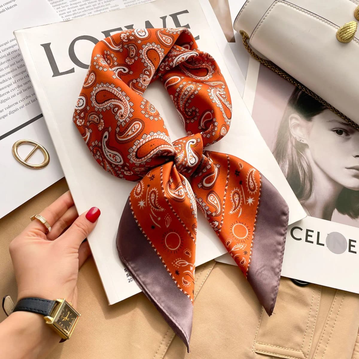 70cm Hair Print Silk cool Feeling Scarf For Women Fashion NeckTie Hand Bag Foulard Wrist Kerchief Shawl Wraps Hajib Lady