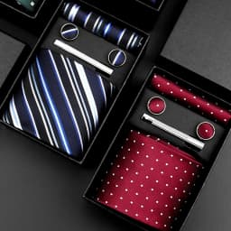 Luxury Brand 8cm Tie For Men Handkerchief Cufflink Clip Set Men Wedding Gravata Suit Accessories Business Necktie Box Gift