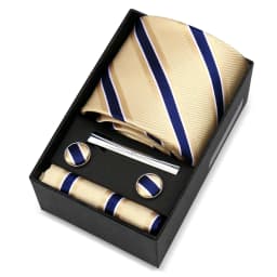 Luxury Brand 8cm Tie For Men Handkerchief Cufflink Clip Set Men Wedding Gravata Suit Accessories Business Necktie Box Gift