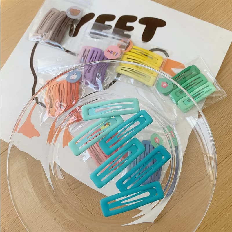 6pcs Matt Alloy Hair Clips Rectangle Gradient Candy Color 6cm Bobby Pin Non-slip No Crease Hairpin Women Girls Barrette Headwear