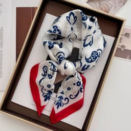 2024 Spring/Summer Retro Horse Print Neckerchief 70*70cm Green Square Scarf Women’s Breathable Imitation Silk Bandannas