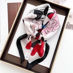 2024 Spring/Summer Retro Horse Print Neckerchief 70*70cm Green Square Scarf Women’s Breathable Imitation Silk Bandannas