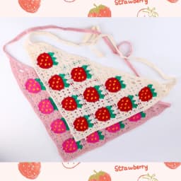 Womens Triangle Knit Scarf Strawberry Headband Hair Cute Girl Accessories Crochet Head Scarf