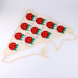 Womens Triangle Knit Scarf Strawberry Headband Hair Cute Girl Accessories Crochet Head Scarf