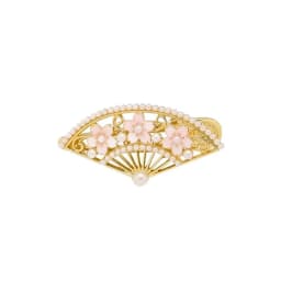 Temperament Pearl Sakura Fan Hair Clip For Women Super Fairy Side Bangs Clip Daily Alloy Duckbill Clip Hairpin Hair Accessories
