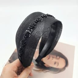 2025 New Luxury Pearl Hairband Women Elegant Mesh Wide Headband with Dots Fashion Hair Accessories Polka Dot Set  Hair Band