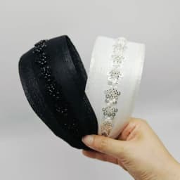 2025 New Luxury Pearl Hairband Women Elegant Mesh Wide Headband with Dots Fashion Hair Accessories Polka Dot Set  Hair Band