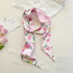 Fashion Floral Print Long Ribbons Hair Scarf for Women Satin Headband Long Silk Scarves Ribbon