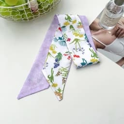 Fashion Floral Print Long Ribbons Hair Scarf for Women Satin Headband Long Silk Scarves Ribbon