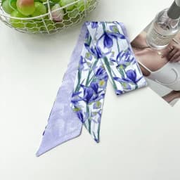 Fashion Floral Print Long Ribbons Hair Scarf for Women Satin Headband Long Silk Scarves Ribbon