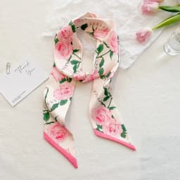 Fashion Floral Print Long Ribbons Hair Scarf for Women Satin Headband Long Silk Scarves Ribbon