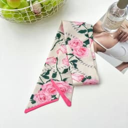 Fashion Floral Print Long Ribbons Hair Scarf for Women Satin Headband Long Silk Scarves Ribbon