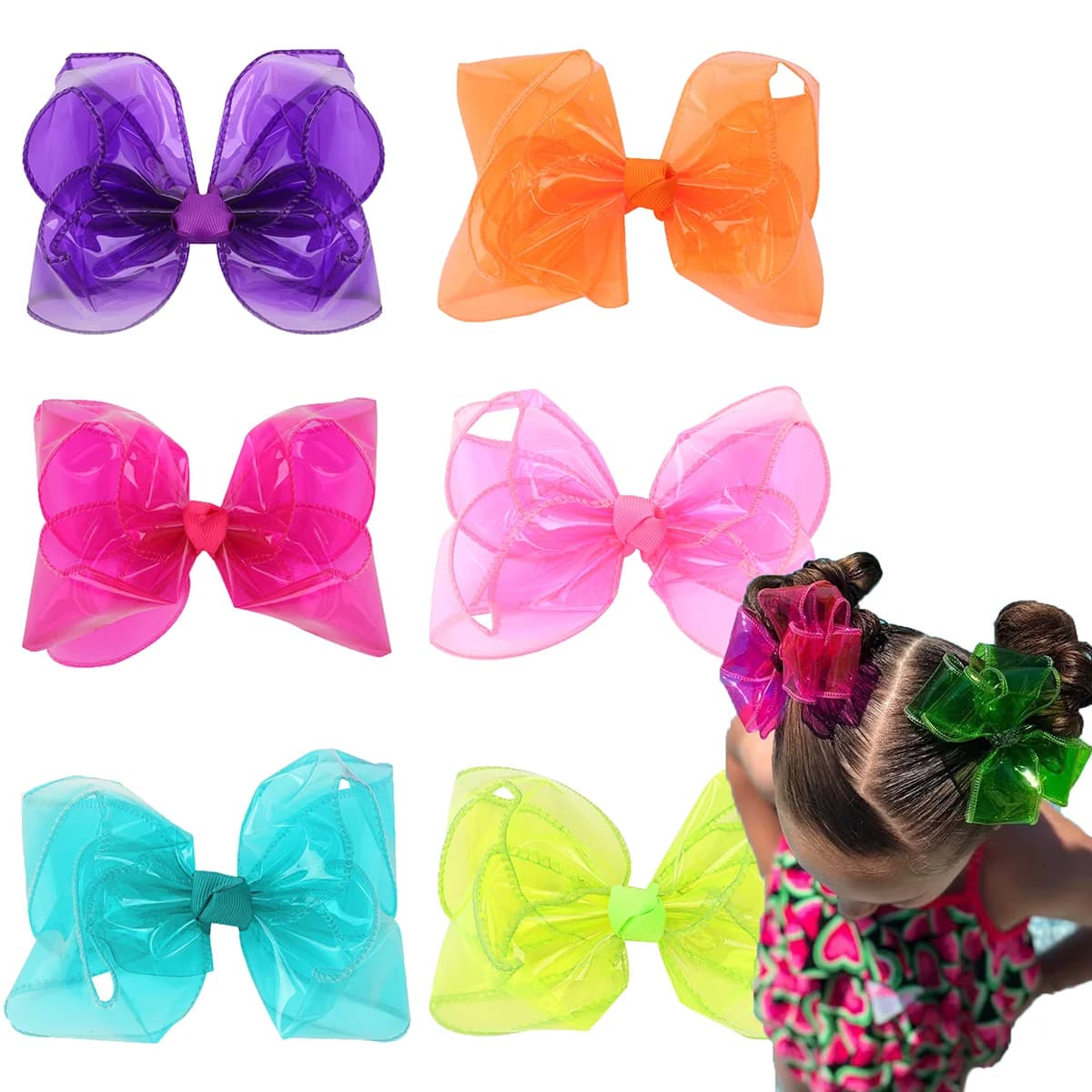 PVC Jelly Bow Hair Clip Waterproof Transparent Hairpin Sweet Summer Beach Swim Hairpins Girl Children Headdress Hair Accessories
