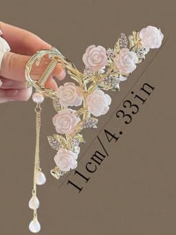 1Pcs Fashion Antique Rose Tassels Hair Claws elegant temperament For Women Girls Party Hair Accessories