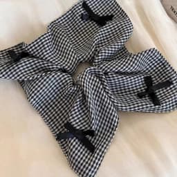 Fabric Striped Square Kerchief Scrunchies for Women Water Drop Imitation Pearl Pendant Ponytail Holders Personality Hair Bands