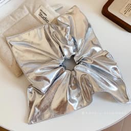 Fabric Striped Square Kerchief Scrunchies for Women Water Drop Imitation Pearl Pendant Ponytail Holders Personality Hair Bands