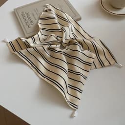 Fabric Striped Square Kerchief Scrunchies for Women Water Drop Imitation Pearl Pendant Ponytail Holders Personality Hair Bands