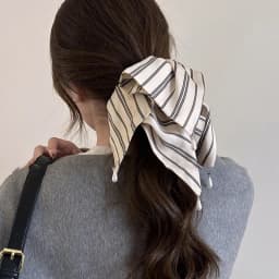 Fabric Striped Square Kerchief Scrunchies for Women Water Drop Imitation Pearl Pendant Ponytail Holders Personality Hair Bands