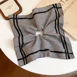 Fabric Striped Square Kerchief Scrunchies for Women Water Drop Imitation Pearl Pendant Ponytail Holders Personality Hair Bands