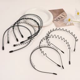 Unisex Metal Wavy Spring Hair Hoop Black Non Slip Outdoor Sports Headbands For Women Men Hair Accessories Face Washing Hairband
