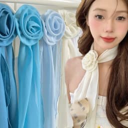 Fashion Luxury Chiffon Scarf Elegant Trendy Floral Scarf Shawl Versatile Detachable Rose Decor Neck Scarf For Women Girls Gifts