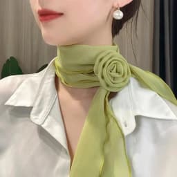 Fashion Luxury Chiffon Scarf Elegant Trendy Floral Scarf Shawl Versatile Detachable Rose Decor Neck Scarf For Women Girls Gifts