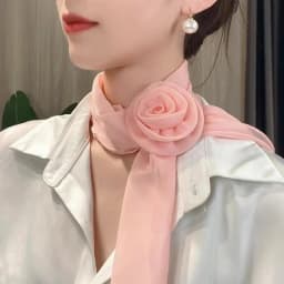 Fashion Luxury Chiffon Scarf Elegant Trendy Floral Scarf Shawl Versatile Detachable Rose Decor Neck Scarf For Women Girls Gifts