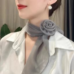 Fashion Luxury Chiffon Scarf Elegant Trendy Floral Scarf Shawl Versatile Detachable Rose Decor Neck Scarf For Women Girls Gifts