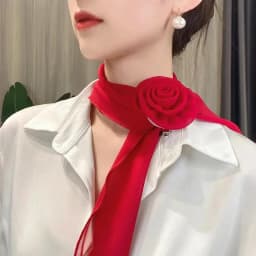 Fashion Luxury Chiffon Scarf Elegant Trendy Floral Scarf Shawl Versatile Detachable Rose Decor Neck Scarf For Women Girls Gifts
