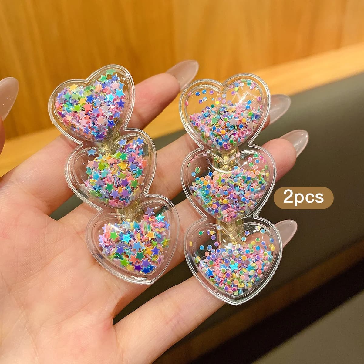 2 colorful flowing sand hair clips, sweet and stylish hair accessories suitable for daily use