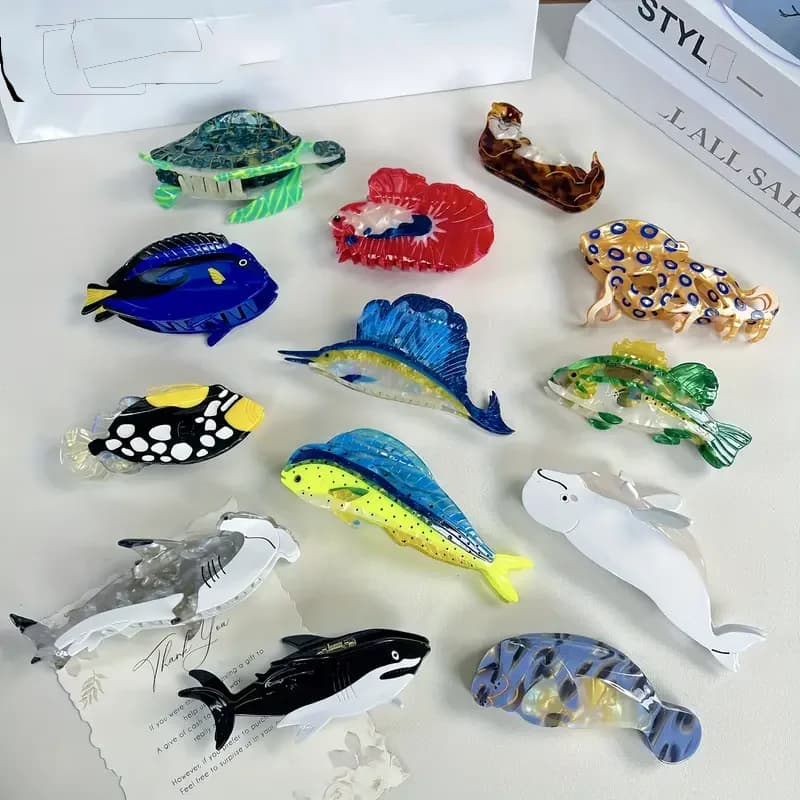 Y2K Multiple Styles Ocean Series Large Size Hair Clip Claw For Women New Funny Acetate Tortoise Octopus Barrettes Headwear