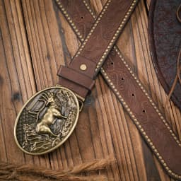 Men - Women - Western Denim - PU Leather - Belt - Vintage Jeans with Carved Buckle Belt